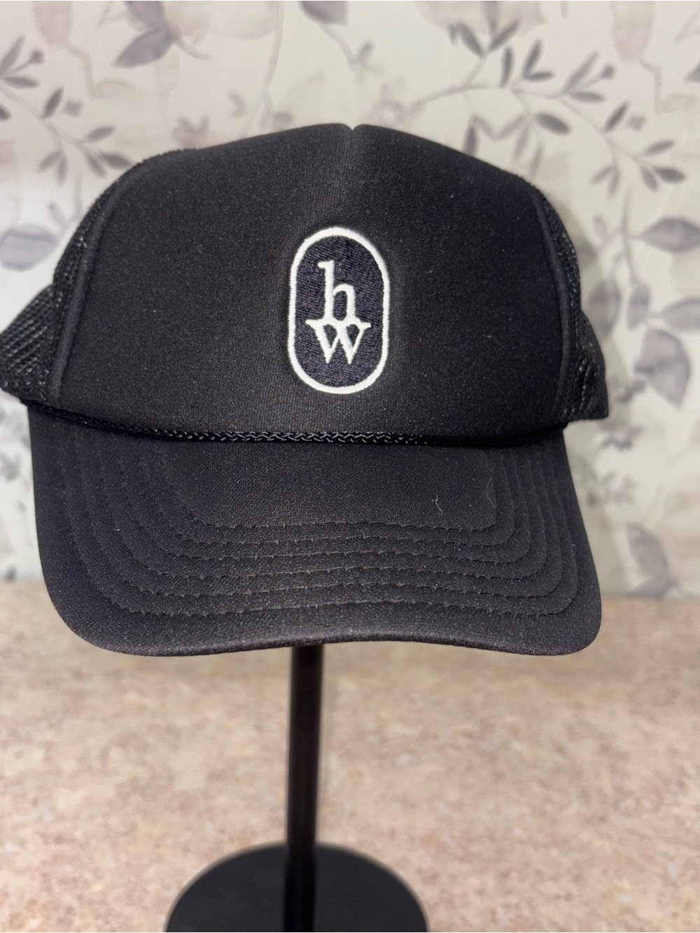 OTTO Black Trucker Cap with White HW Oval Logo